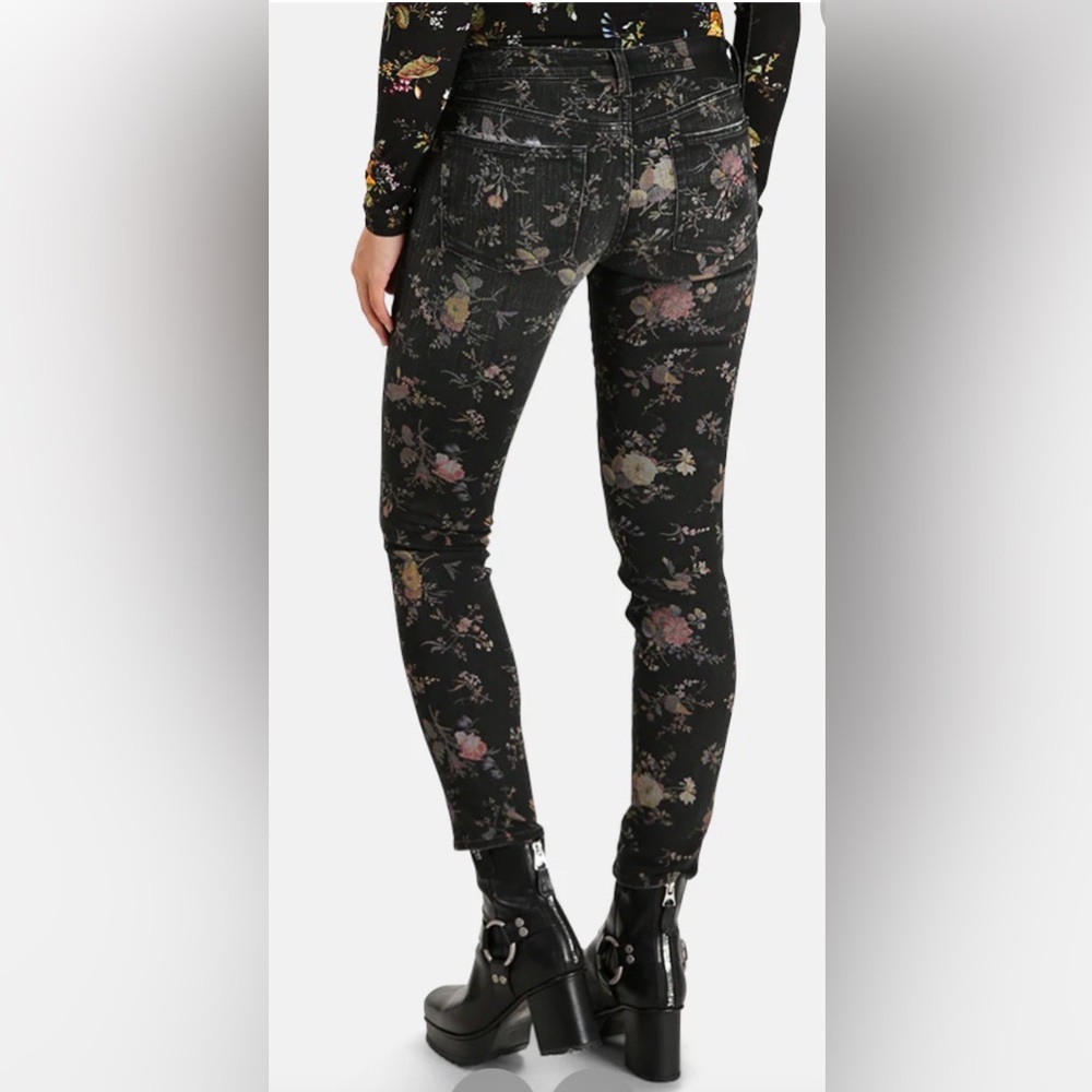 R13  Kate Skinny Black Floral Women's Jeans